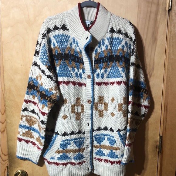 Sundance Anoki Blue and Cream Patterned Cardigan new Xl - Picture 4 of 9